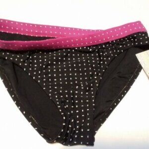 24th & OCEAN Swimsuit Sz S Separates Polka Dot Black Pink Waist Swim Bottom NWT